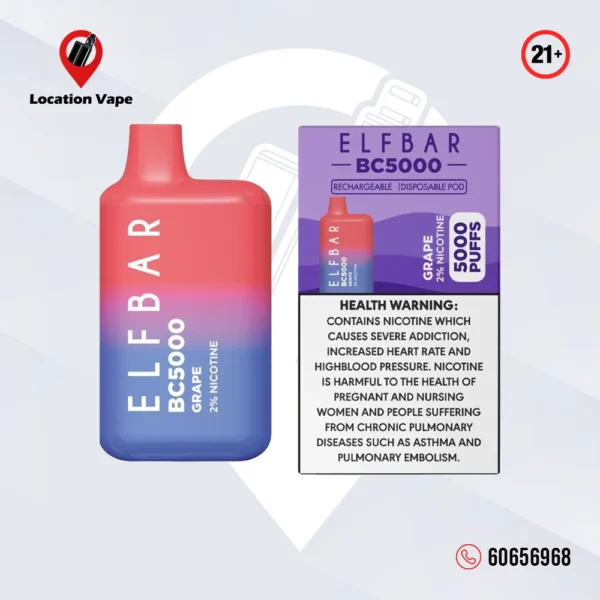 elf bar grape bc5000 puffs 20mg